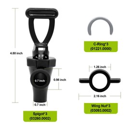 LERGNA 03260.0002 Replacement Faucet Kit for Tea Dispenser, Spigot Replacement for Tea Urn, Tea Spout/Nozzle with Wing Nut and C-Ring, 3 Packs, Black
