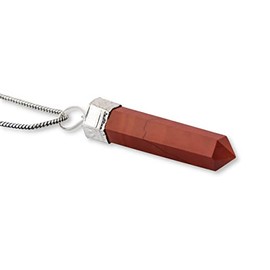 Red Jasper Stone Healing Pencil Point Pendant For Heart And Throat Chakras Pendant Necklace For Girls Women Men Christmas Gift