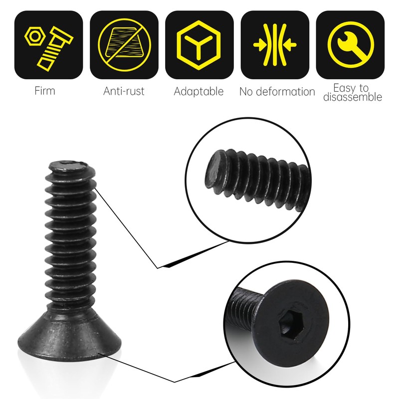 Uxney #6-32x3/8" Flat Head Socket Cap Screws，10.9 Grade Socket Head