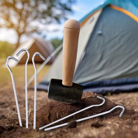 Pack of 50 Alloy Steel Long Tent Pegs - 9" (23cm) for Camping, Gazebos, Tarps, Netting, Football Goals | Durable Hooks Ground Garden Metal Peg | Rust Free, Heavy Duty, Strong Steel - Galvanised Silver