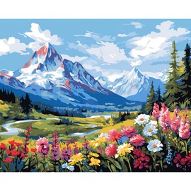 RICUVED Mountain Paint by Number, Landscape Painting by Number Kits for Adults On Canvas Without Frame,DIY Color Oil Painting Acrylic Paints 16x20 in