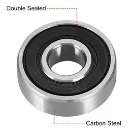 sourcing map 608-2RS Deep Groove Ball Bearing 8mm x 22mm x 7mm Double Sealed High Carbon Steel Z1 Bearings 8pcs