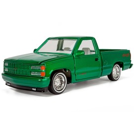 All Star Toys 1992 Chevy 454SS Pickup Lowrider Truck Candy Green 1/24 Diecast Modelo Motormax Get Low 79036 Exclusivo