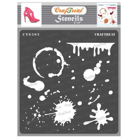 CrafTreat Reusable Stain and Splatter Stencils for Painting on Wood, Canvas, Paper, Fabric, Floor, Wall and Tile - Stains and Splatters - 6x6 Inches - DIY Art and Craft Stencils - Splatter Stencil