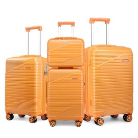 Somago 3 Piece Luggage Sets with a Cosmetic Case Expandable (Only 24'') Suitcase PC Lightweight Suitcase Sets of 4 with Wheels TSA Lock YKK Zippers for Man Woman Travel Business(Orange)