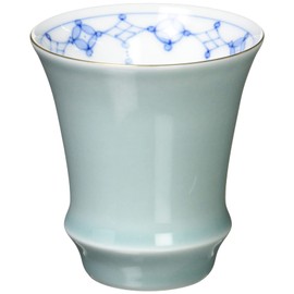 有田焼 「SAKE GLASS」 ぐい呑 盃 おちょこ 青磁瓔珞 (反型) 約直径6.7×高さ7cm 容量約100ml 食洗機対応 日本製 T808