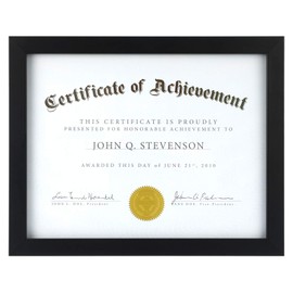 ONE WALL Tempered Glass 8.5x11 Document Frame for 8.5x11 Documents Certificate Diploma Without Mat, Black Wood Picture Photo Frame