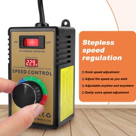 MakerHawk Fan AC Motor Speed Controller - 120V 15A 4000W Variable Speed Electric Motor Control Voltage Regulator with Overload Protection Switch