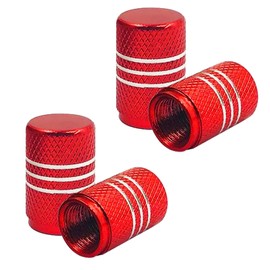 TCPENG® Dust Caps for Car Tyres, 4 Pieces Aluminum Alloy Tyre Valve Dust Caps, Easy-grip Thread Car Tire Valve Stem Caps Black Valve Caps Replacement for Cars,Bike, Motorcycle(Red)