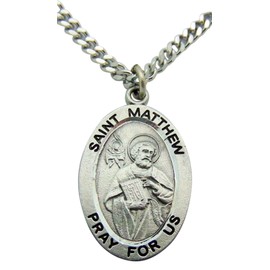 Westman Works St Matthew Solid Pewter One Inch Saint Medal with Stainless Steel Chain