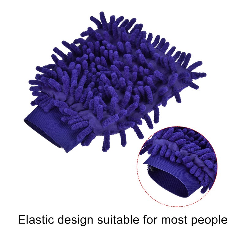 sourcing map Microfiber Chenille Mitts Reusable Scratch-Free Cleaning Gloves Wash
