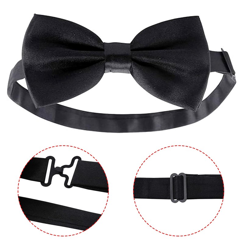 Men's Bow Tie for Wedding Party - Solid Color Adjustable