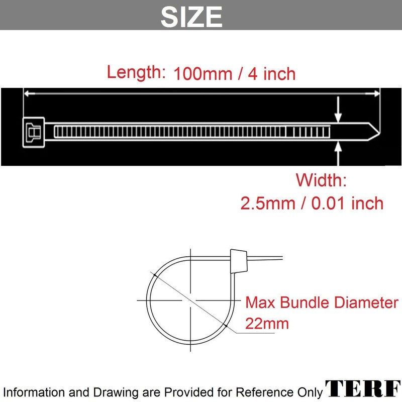 TERF® 100 Pcs Brown Cable Ties 100mm (4'') X 2.5mm