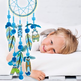 Creanino Children's Craft Set Dream Catcher I Craft Set Children Dream Catcher Craft Set Dream Catcher Craft (Blue)