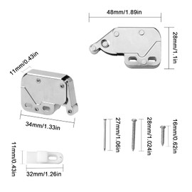 6 Pcs Mini Latch, Touch Release Catch Latch, Metal Automatic Spring Catch, Push to Open, for Cabinet, Doors with Screws, Window, Cupboard, Wardrobe, Safety Lock
