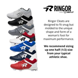 Ringor Flite Softball Cleats for Women - Lightweight and Durable Women's Molded Softball Shoes - Royal & White - Size 12