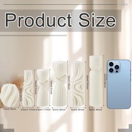 Threlaco 6 Pcs Ribbed Pillar Candles Modern Aesthetic Ribbed Decorative Candle Set Cute Soy Wax Scented Decor for Home(Milky White)