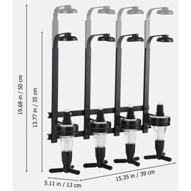 Soulpala Bar Butler Bar Bottle Holder and Dosing Bar Butler Wall Bottle Holder for 4 Bottles Bar Accessory Drinks Dispenser Drinks Scoop Home Bar Cocktail Bar Shot Dispenser (Black)