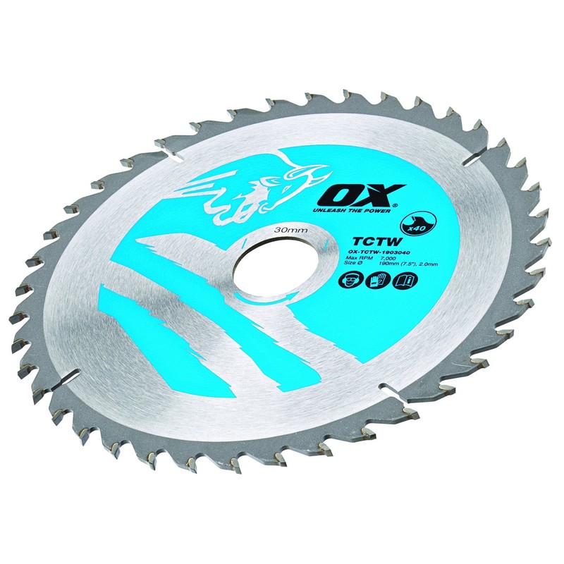 OX Wood Cutting Circular Saw Blade 190/30mm, 40 Teeth ATB