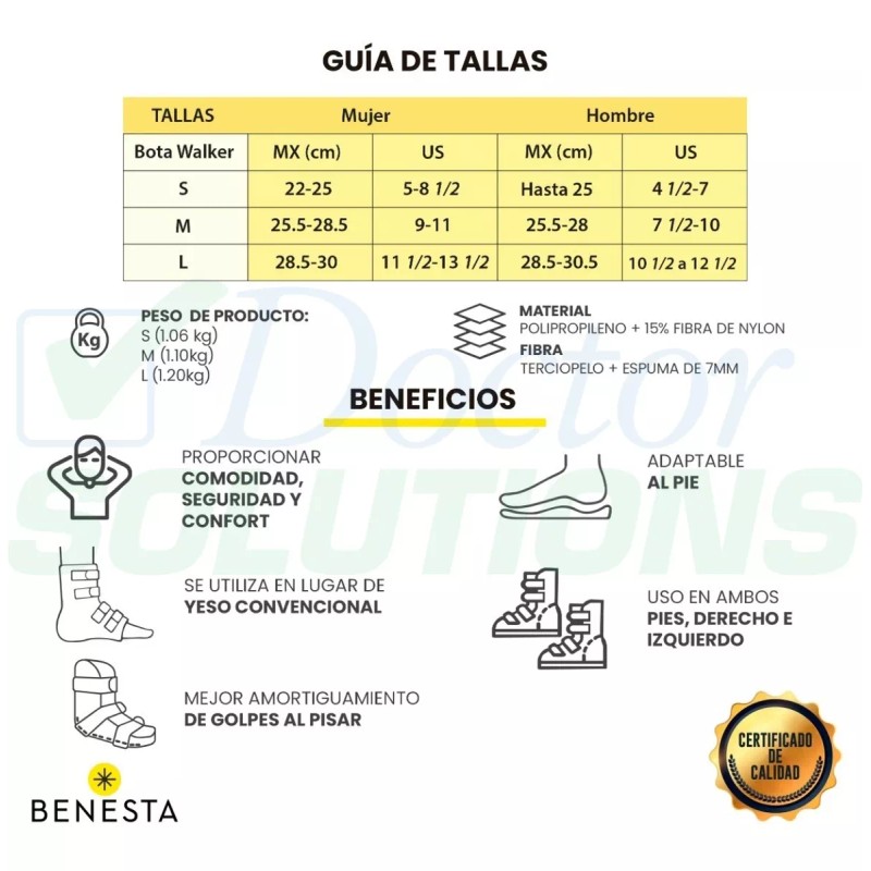 Benesta Bota Walker Benesta Corta De 11¨ Talla L