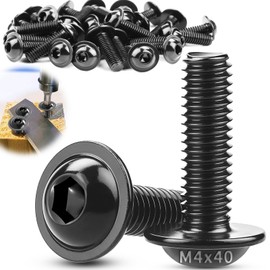 TXXATX Pack of 50 Rounded Head Screws Stainless Steel M4 x 40 mm Screws M4 with Flange Hexalobular Socket ISO 7380-2 Flat Head Screws Stainless Steel A2 V2A Black Full Thread for Table Legs Vehicle