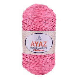 Pamuk Makreme Platinum Sequins Knitting Wool, Crochet Yarn, Macrame Yarn, Choice of Colours, Colour: 1236 Pink, 250 g