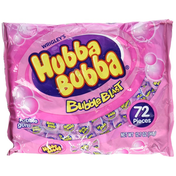 Hubba Bubba Bubble Gum Bubble Blast – Envuelto individualmente – Grasa y sin sodio – ideal para fiestas de cumpleaños, Pascua Huevo Caza, San Valentín y eventos de día festivo