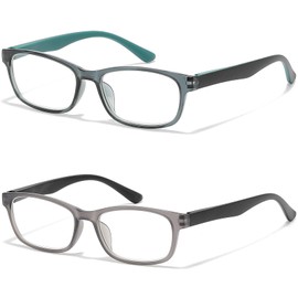 RaoOG Reading Glasses Men Blue Light Blocking - 2 Pack Blue Screen Readers Lightweight Eyeglasses Choose Your Magnification +1.75