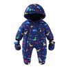 JiAmy Baby Winter Hooded Romper Snowsuit with Gloves Booties Cotton