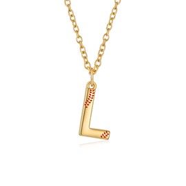 Semoya Softball Initial Necklace for Women Girls, Gold Baseball Mom Pendant Chain Jewelry Softball Accessories Stuff Graduation Mother's Day Gifts Ideas Team Teen Teenage Youth Girls Her Letter L