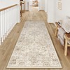WondRg 2x6 Washable Neutral Runner Rug Beige Vintage Hallway Kitchen