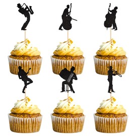 Music Theme Cupcake Toppers Rock Music Cupcake Toppers Cello Accordion Saxophone Trombone Electric Guitar Cupcake Toppers for Music Birthday Graduations 24 Pack