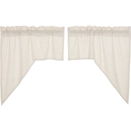 VHC Brands Simple Life Flax Natural Valance, Swag Set 36x36x16