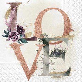 Boston International IHR Papierservietten, 3-lagig, 20 Stück, Lunch-Größe, Love Cream