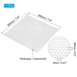 PATIKIL 7.9" L x 7.9" W Perforated Metal Sheets, 16Ga 0.2" Hole 304 Stainless Steel Mesh Stagger Expanded Perforated Metal Plate for Ventilation Filtration