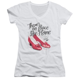 Juniors The Wizard of Oz Red Ruby Slippers V-Neck Shirt, White, Small