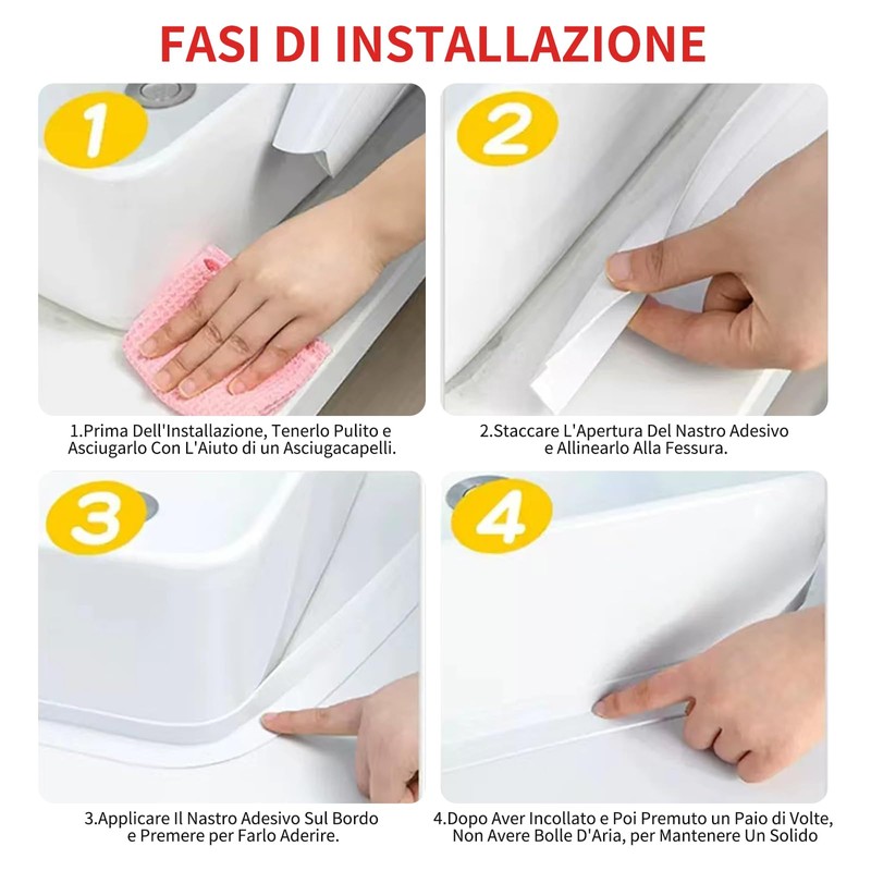 3 Piece Waterproof Sealing Tape Set, 3 Soft Skirting Board