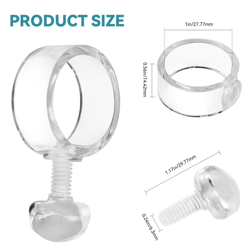 6 Pack 1-Inch EZ-Mount Flag Rings, Adjustable Plastic Flag Pole