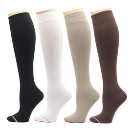 Dr. Motion Mujeres Paquete De 4 Pares De Calcetines De Compresión Graduados Hasta La Rodilla Para Mujer Talla Única Sólido #4