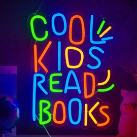 Cool Kids Read Books Neon Sign Kids Read Books Neon Signs for Wall Decor Read Books USB Dimmable LED Lights for Student Suitable for Classroom Bookstore Library Museum Study Room Gift for Teen Boys Girls Christmas