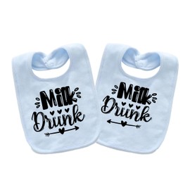 QIANWANYI Baby Twins Bibs Milk Newborn Baby Bibs Cute Unisex Bibs Set Toddler Baby Boy Girl Bibs(blue paste)