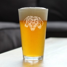 Happy Beagle Face Pint Glass for Beer - Fun Dog Themed Decor and Gifts for Moms & Dads of Beagles - 16 oz Glasses