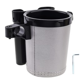 Tobefore 3-in-1 Bike Cup Holder with Phone Case and Key Hook -Water Bottle Holder for Walker/Wheelchair/Stroller/Scooter， Fits 0.87" Round Handles & 2.7" Cup Base (Black Gray)