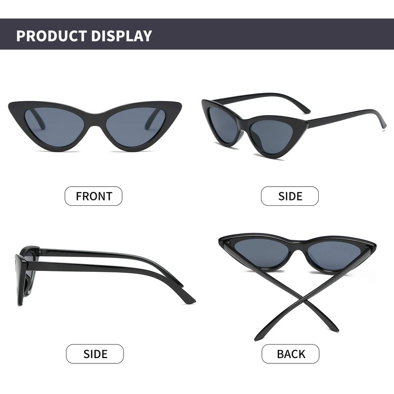 YOSHYA Retro Vintage Narrow Cat Eye Sunglasses for Women Clout