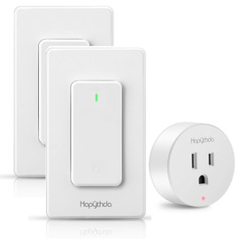 HAPYTHDA Remote Control Outlet, Wireless Wall Mounted Light Switch, 15A/1500W Remote Outlet for Light & Small Electrical Appliance, 300 Feet RF Range, Anti-Surge 4000V, 2 Remotes and 1 Outlet