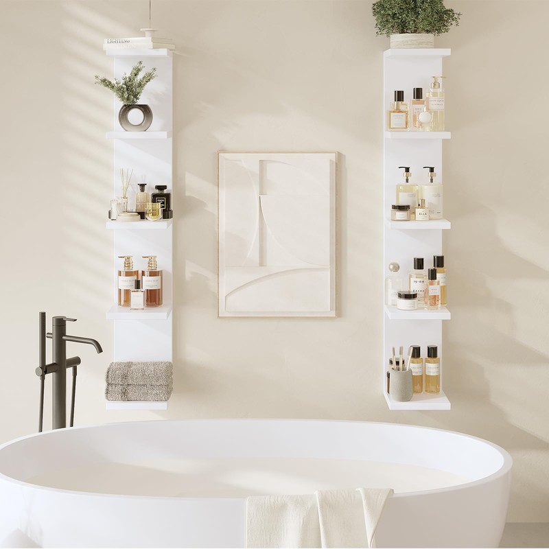 LitaEther 5 Tier White Lack Wall Shelf - Multi-Functional Display