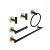 BWE A-91020-GB 5Pcs Bath Hardware Set in Matte Black+Gold NEW