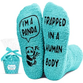 HAPPYPOP Panda Gifts for Women - Funny Socks Men, Panda Lover Gifts, Novelty Panda Socks, Crazy Fuzzy Socks for Teen Girls Boys