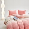 CLOTHKNOW Pink Velvet Queen Comforter Set 3Pcs Pink White Bedding