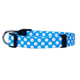 Native Pup Polka Dot Dog Collar, Adjustable for Small, Medium, Large Dogs, Cute Fabric for Boy, Girl (Blue, Medium)